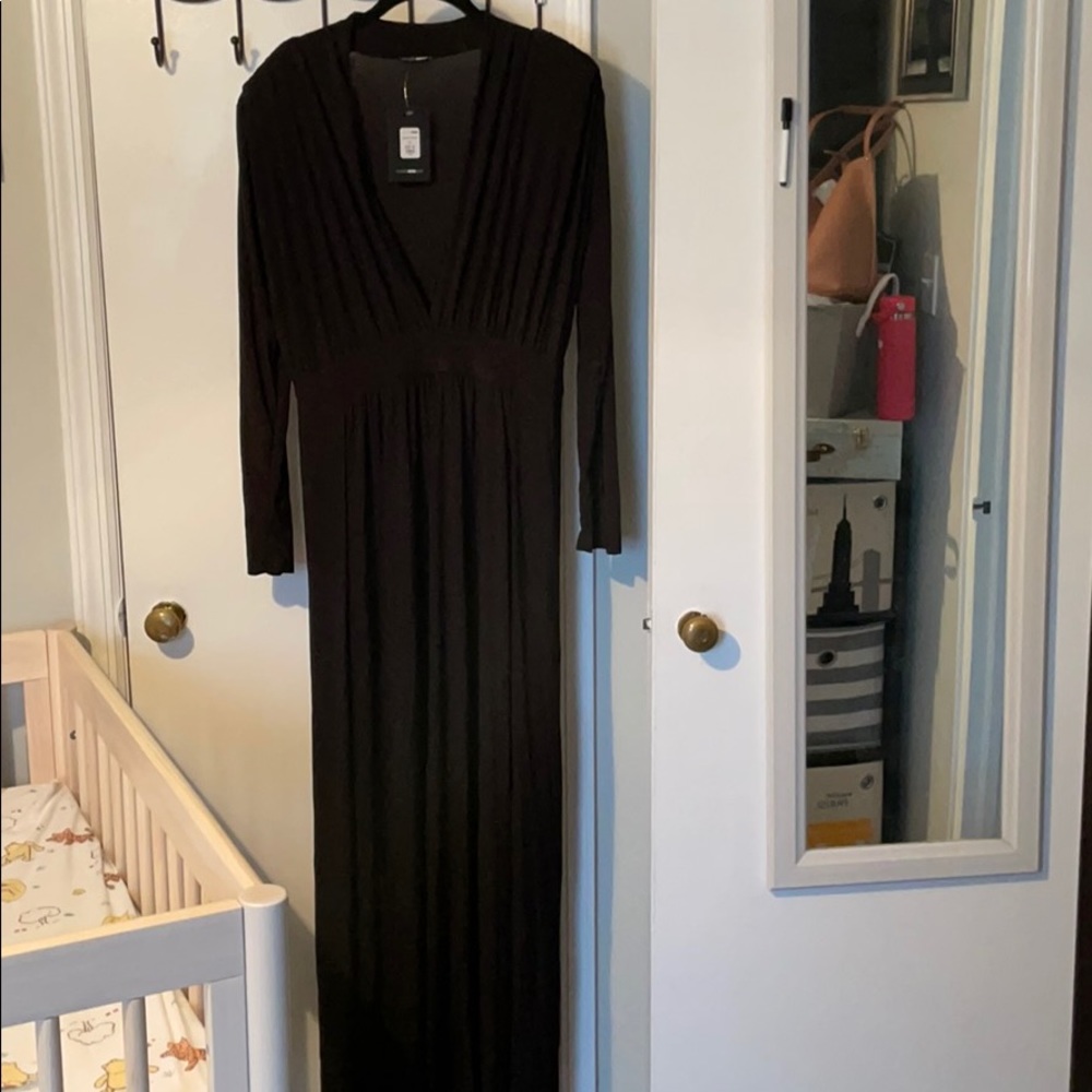 Deep v double slit maxi dress